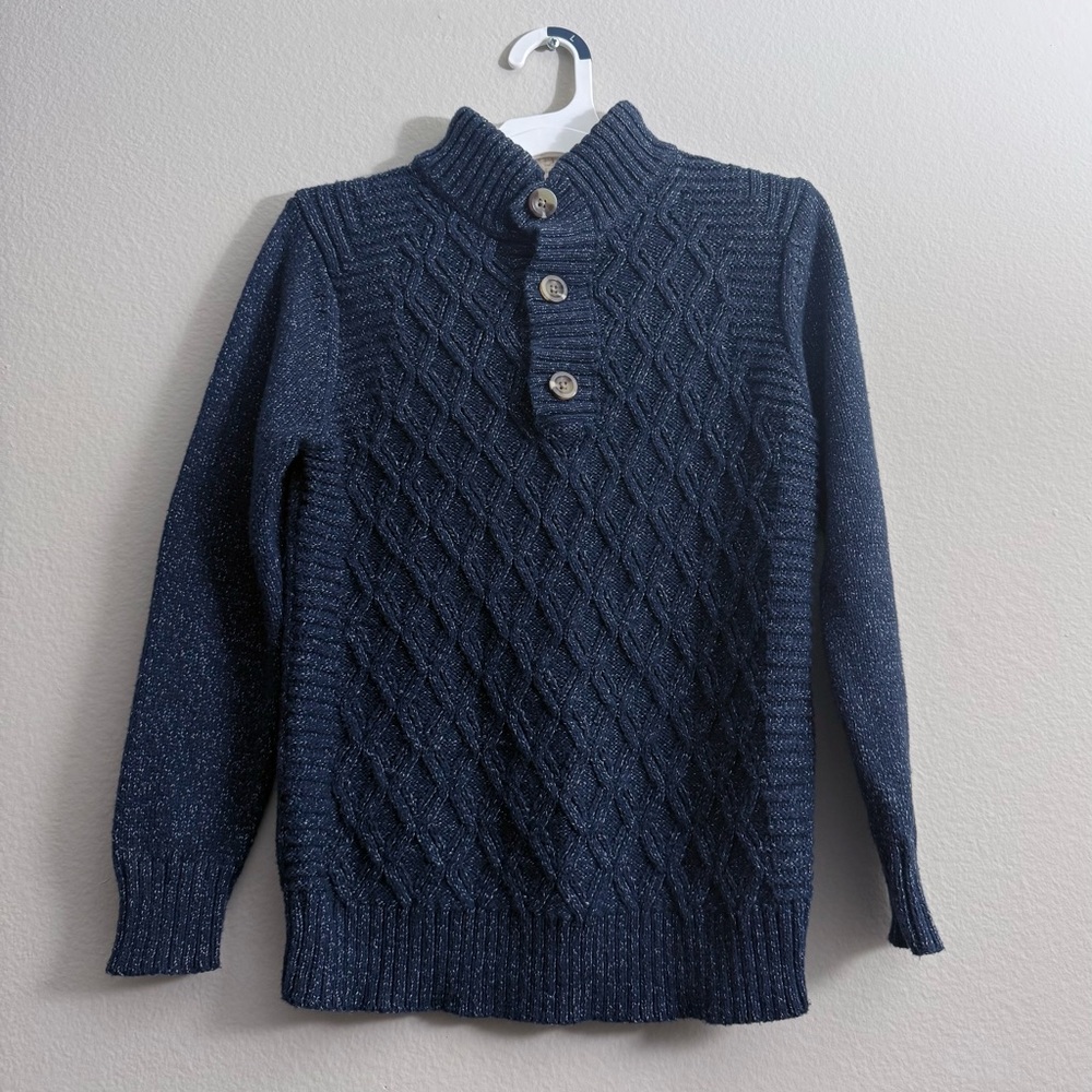 Boys Navy Blue Cable Knit Sweater